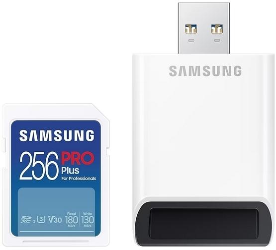 Memory card Samsung PRO Plus, SD Card, 256GB, USB Reader, White