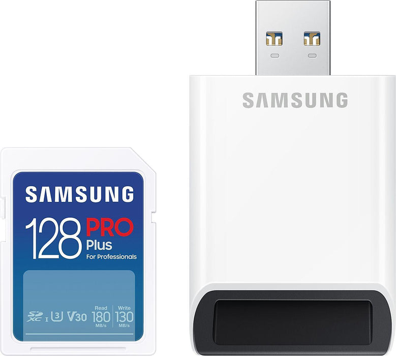 Memory card Samsung PRO Plus, SD Card, 128GB, USB Reader, White
