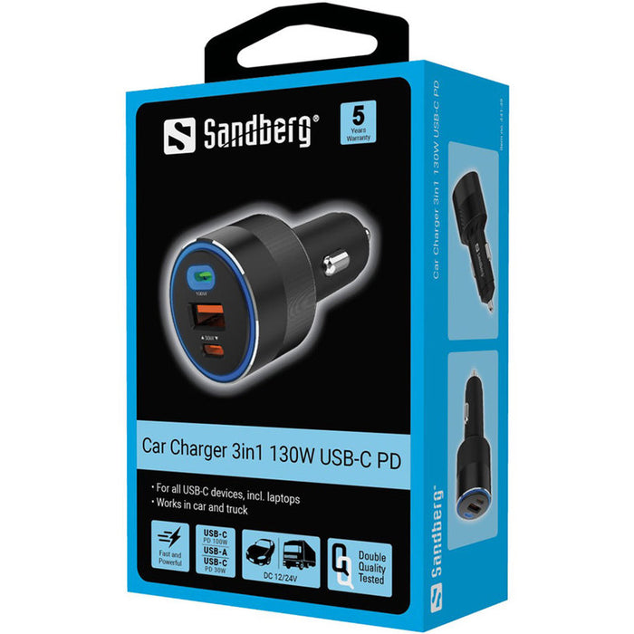 CHARGER 12V SANDBERG 3IN1 USB-C PD 130W