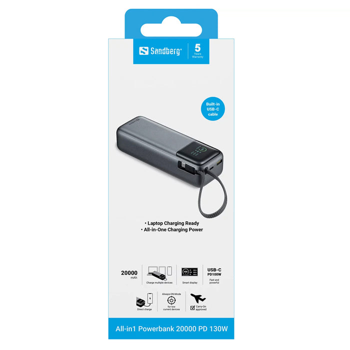 EXTERNAL BATTERY SANDBERG ALL IN 1 20Ah PD130W