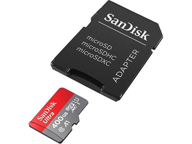 SanDisk Memory card Ultra microSDXC 400GB + SD Adapter + 98MB/s Class 10 UHS-I A1 - Карти памет<<<Фото и видео