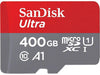 SanDisk Memory card Ultra microSDXC 400GB + SD Adapter + 98MB/s Class 10 UHS-I A1 - Карти памет<<<Фото и видео