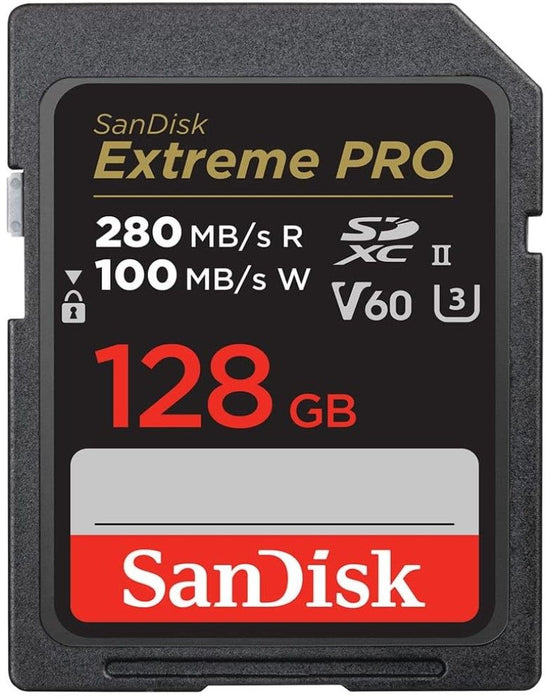 SanDisk Memory Card Extreme Pro SDXC 128GB 280MB/s & 100Mb/s Class 10 UHS-II