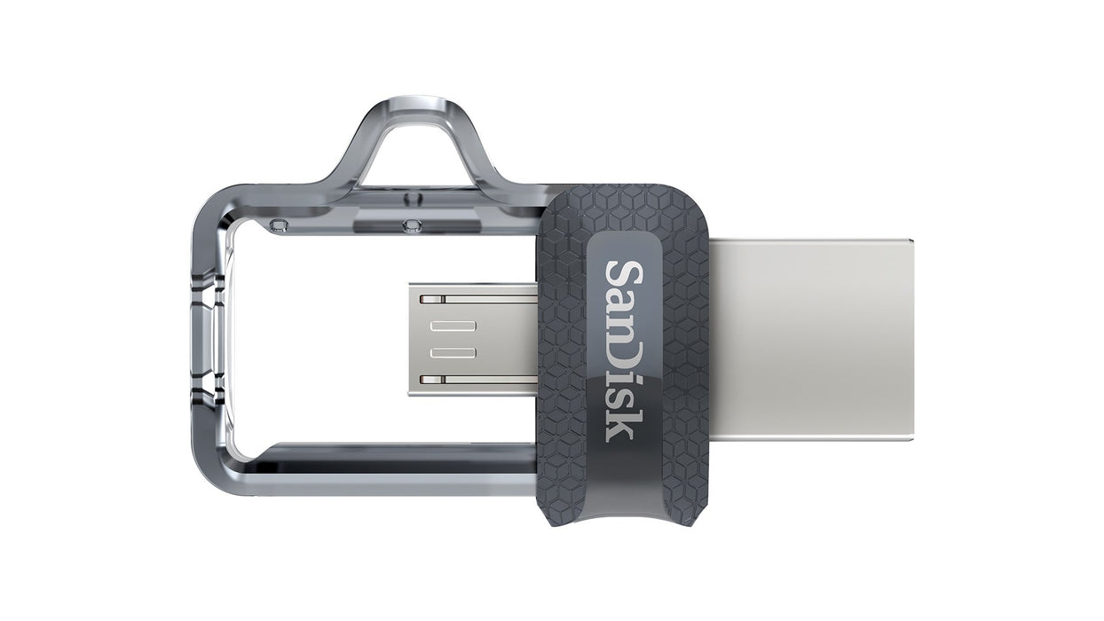 SanDisk Ultra Dual m3.0 USB flash drive 256 GB USB Type-A / Micro-USB 3.2 Gen 1 (3.1 Gen 1) Black, Silver, Transparent