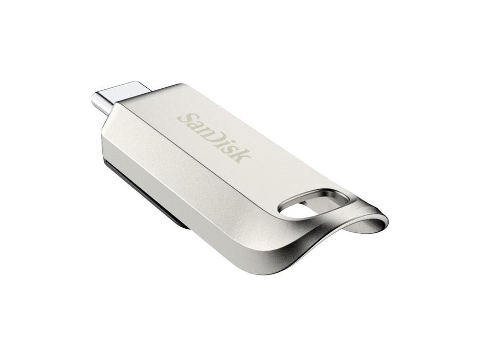 SanDisk Ultra Luxe USB memory stick, 128GB, USB 3.2 Gen 1, USB-C, Silver