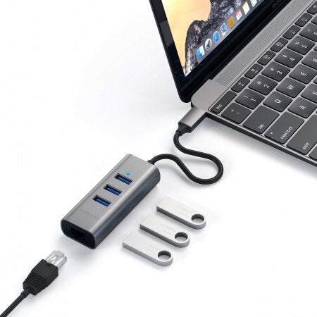 HUB USB Satechi Aluminum Type-C Hub (3x USB 3.0, Ethernet)