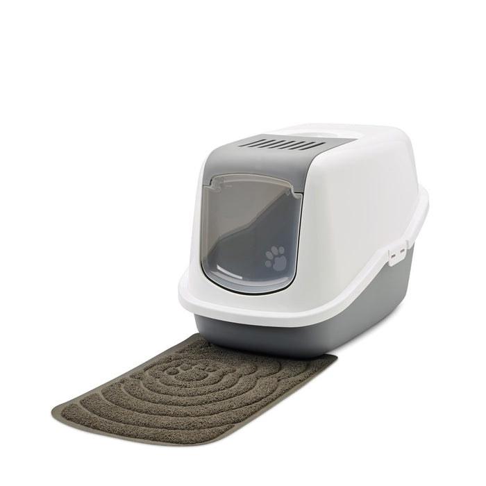 SAVIC Nestor White-Grey - Covered Cat Litter Box - 56x39x38.5 cm - 1 pc