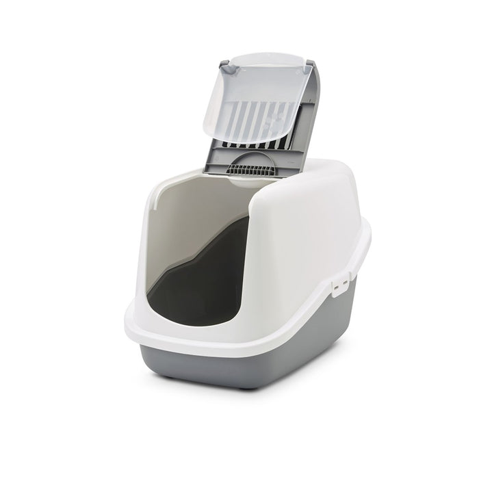 SAVIC Nestor White-Grey - Covered Cat Litter Box - 56x39x38.5 cm - 1 pc