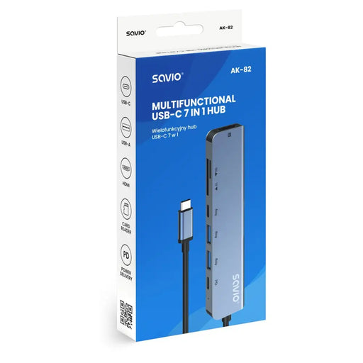 Savio AK-82 interface hub USB Type-C 5000 Mbit/s Black - AdaptersKBA-ADA<<<Cables and adaptersKBA<<<ActionPL