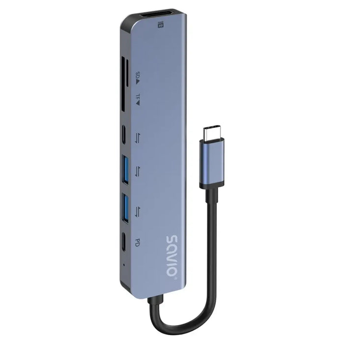 Savio AK-82 interface hub USB Type-C 5000 Mbit/s Black - AdaptersKBA-ADA<<<Cables and adaptersKBA<<<ActionPL