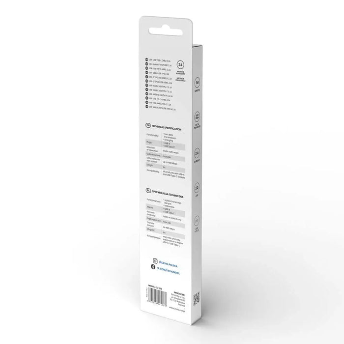 Savio CL-125 USB cable USB 2.0 1 m USB A USB C White - USB cablesAKG-KAB<<<GSM accessoriesAKG<<<ActionPL