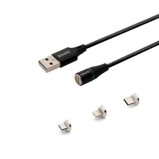 Savio CL-152 USB cable 1 m USB 2.0 USB C Micro USB A/Lightning Black - USB cablesKBA-USB<<<Cables