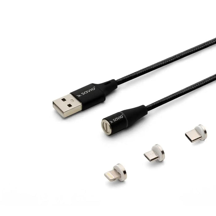 Savio CL-155 USB cable 2 m USB 2.0 USB C Micro USB A/Lightning Black - USB cablesAKG-KAB<<<GSM accessoriesAKG<<<ActionPL
