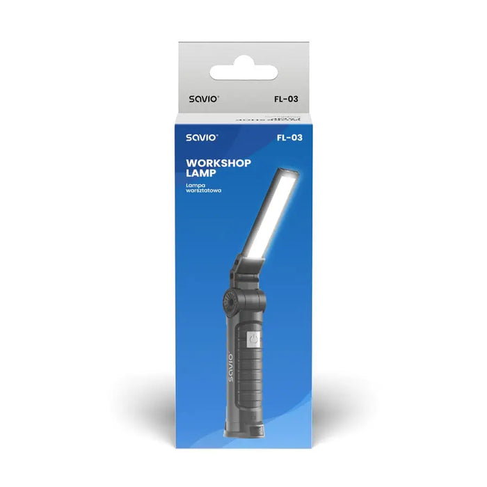 Savio FL-03 COB LED 3W rechargeable workshop lamp USB-C 150 lm rotating head magnet