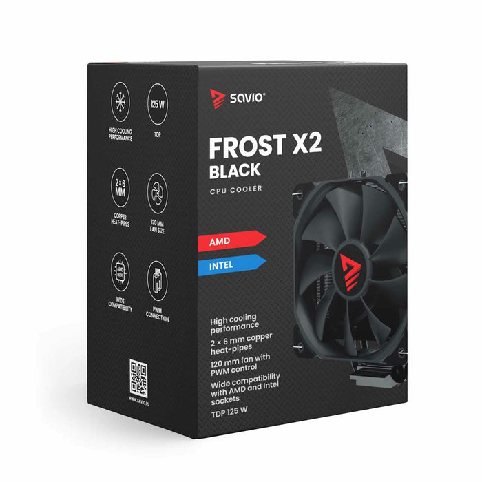 Savio SAVGCOFROSTBLACKX2 Computer case Heatsink/Radiator 12 cm Black 1 pc(s)