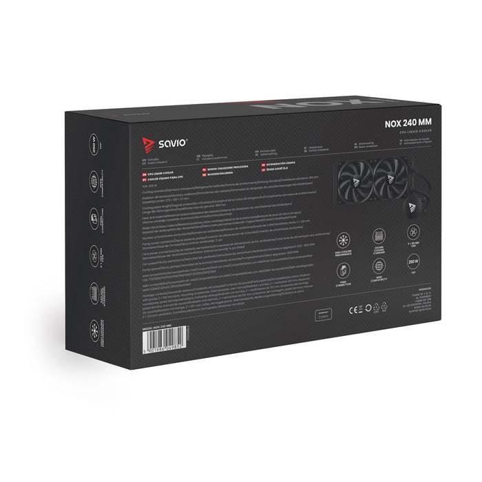 Savio NOX 240 mm Processor Liquid cooling kit 12 cm Black 1 pc(s)