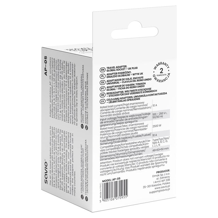 Savio AP-05 power adapter/inverter Indoor 2500 W White