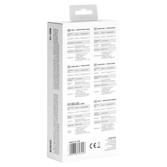 Savio CL-208 USB cable USB 3.2 Gen 1 (3.1 Gen 1) 2 m USB C Black, Grey