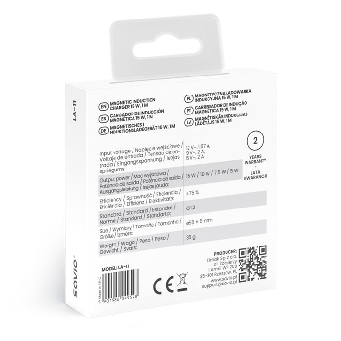 Magnetic Wireless Charger 15 W, 1 m, LA-11