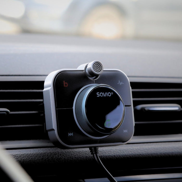 Savio TR-14 Transmiter FM z Bluetooth i ładowarką PD 87.6 - 107.9 MHz Bluetooth/USB Black