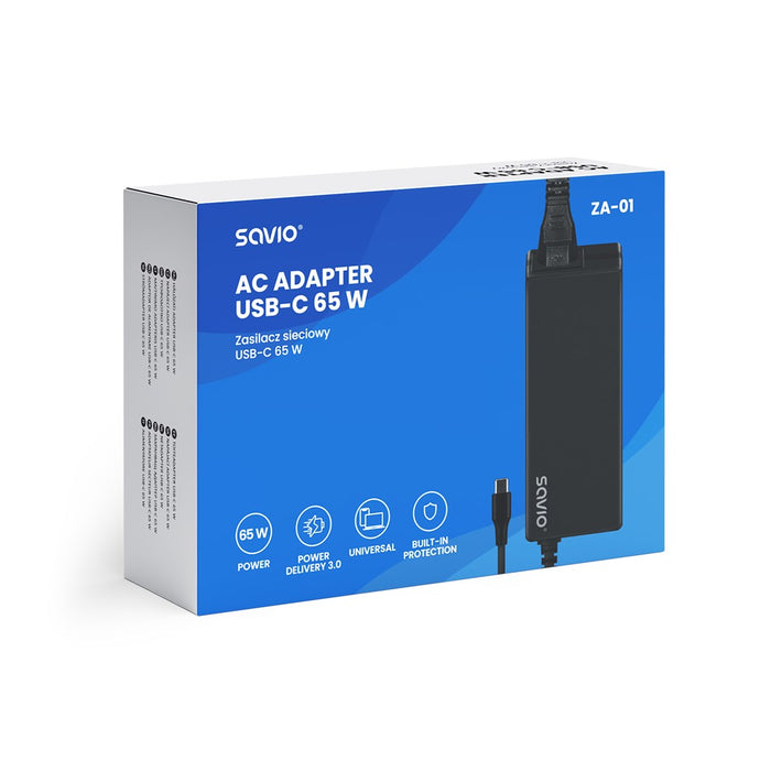 Savio ZA-01 mobile device charger Netbook, Laptop, Smartphone, Telephone Black AC Indoor