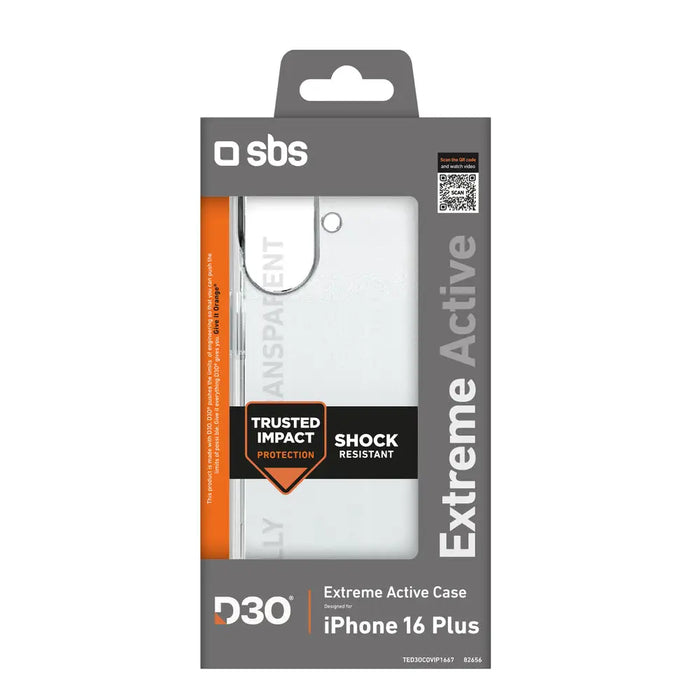 SBS Extreme Active D3O Case for iPhone 16 Plus - Transparent - Cell phone cases and covers<<<HurtelXML