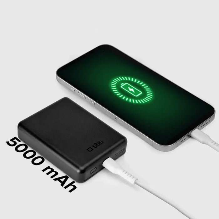SBS TEBB5000MAG1CK Wireless Power Bank 5000 mAh USB-C MagSafe Compatible - Black - Powerbanks<<<HurtelXML