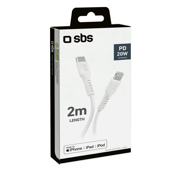 SBS TECABLELIGTC2W USB-C - Lightning Cable 2 m - White - Cell phone cables<<<HurtelXML