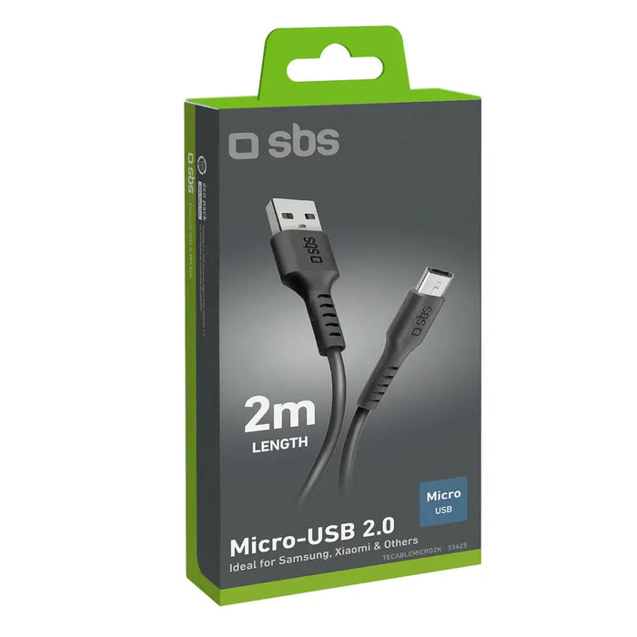 SBS TECABLEMICRO2K USB-A - Micro-USB Cable 2 m - Black - Cell phone cables<<<HurtelXML