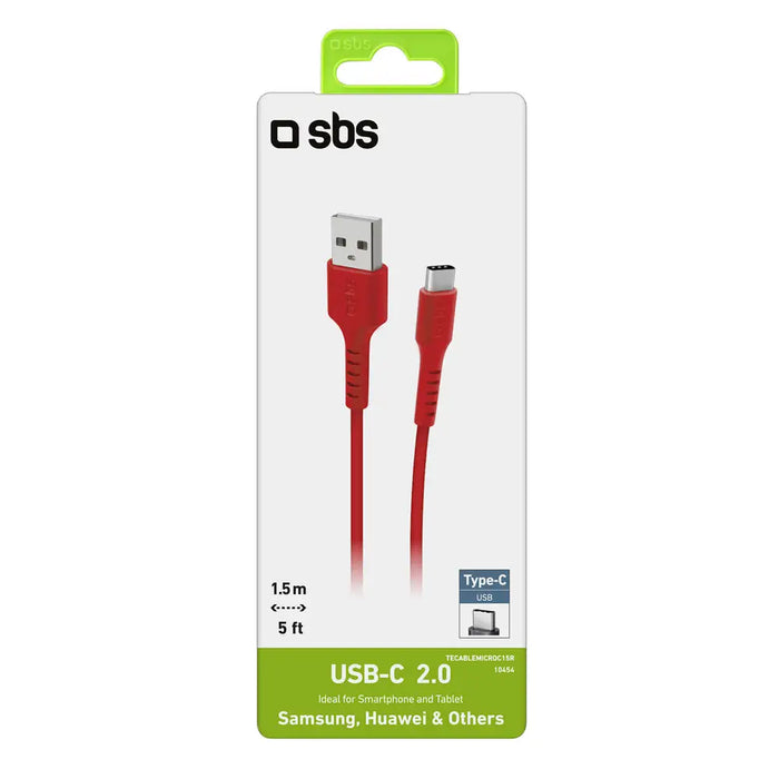 SBS TECABLEMICROC15R USB-A - USB-C Cable 1.5m - Red - Cell phone cables<<<HurtelXML