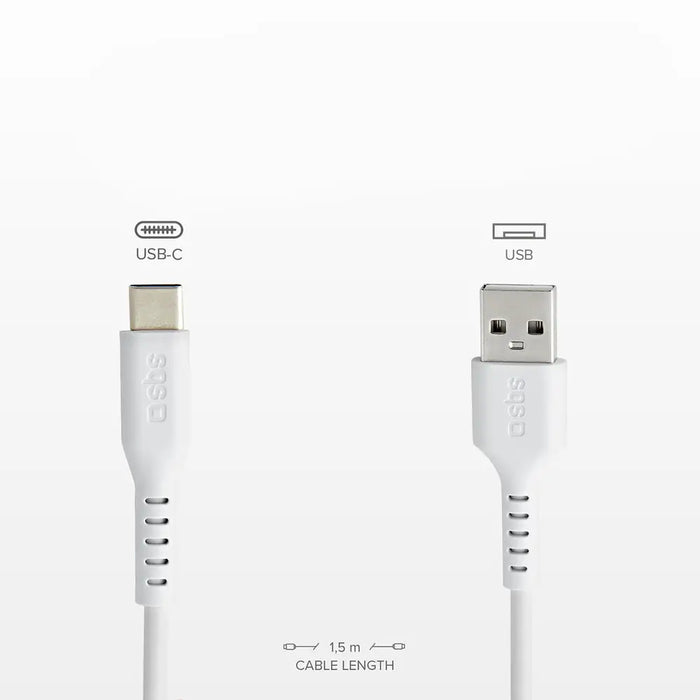 SBS TECABLEMICROC15W USB-A - USB-C Cable 1.5m - White - Cell phone cables<<<HurtelXML