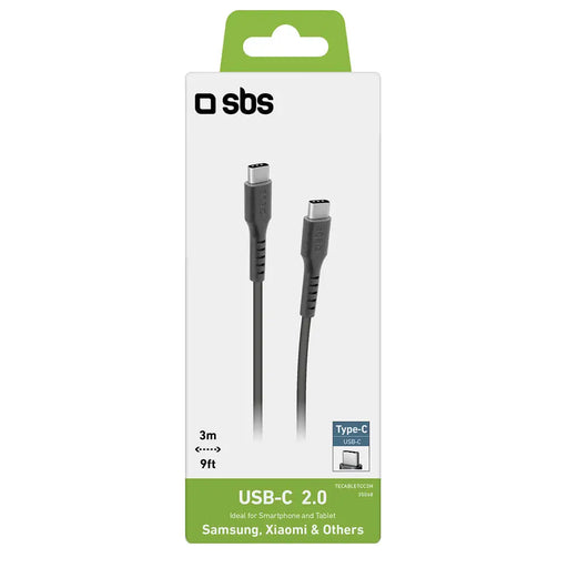 SBS TECABLETCC3M USB-C - USB-C 3m Cable - Black - Cell phone cables<<<HurtelXML
