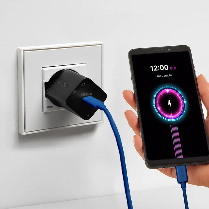 SBS TECABLETISSUETCCB USB-C - USB-C 1.5m 60W braided cable - blue - Cell phone cables<<<HurtelXML&&&Аксесоари за