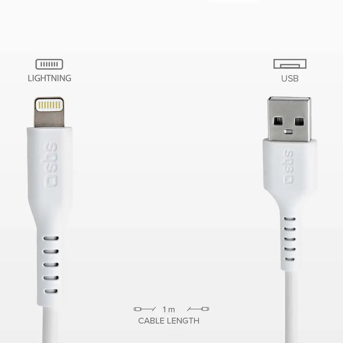 SBS TECABLEUSBIP589W USB-A - Lightning Cable - White - Cell phone cables<<<HurtelXML