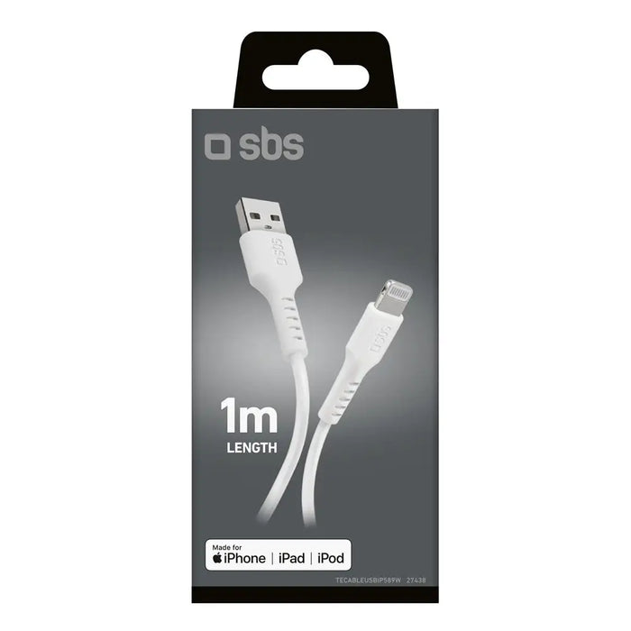 SBS TECABLEUSBIP589W USB-A - Lightning Cable - White - Cell phone cables<<<HurtelXML