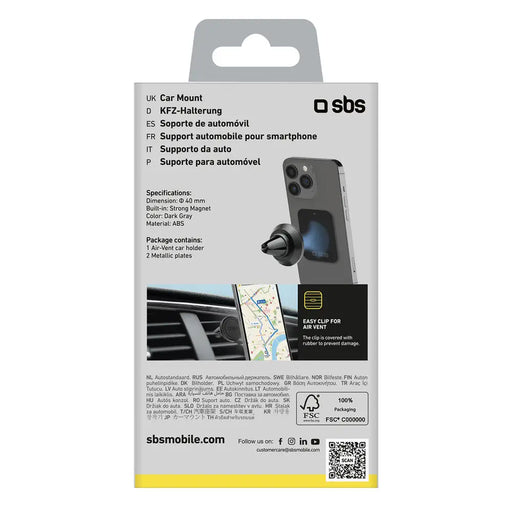 SBS TESUPMAGMCLIP smartphone holder magnetic for air vent - black - Cell phone holders<<<HurtelXML