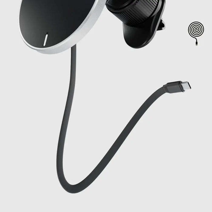 SBS TESUPP15WRETRACABL Wireless Charger Smartphone Holder with Retractable Cable Compatible with MagSafe - Black - Cell