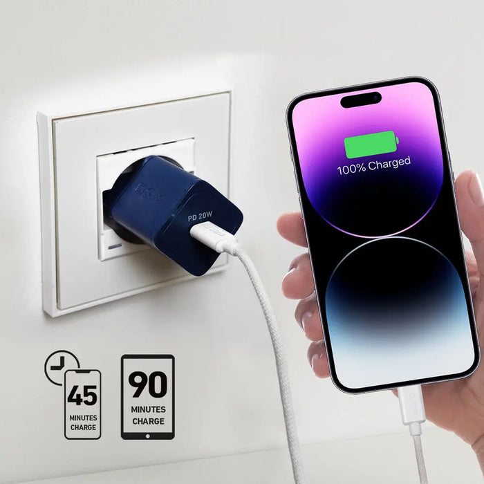 SBS TETRGAN1C20B 20W GaN Wall Charger with Power Delivery - Blue - Cell phone USB charger<<<HurtelXML&&&Аксесоари за