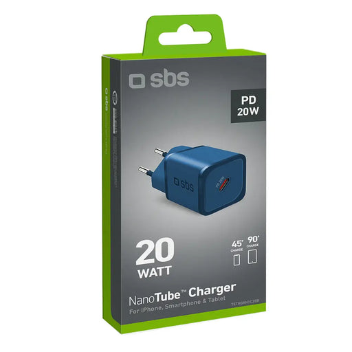 SBS TETRGAN1C20B 20W GaN Wall Charger with Power Delivery - Blue - Cell phone USB charger<<<HurtelXML&&&Аксесоари за