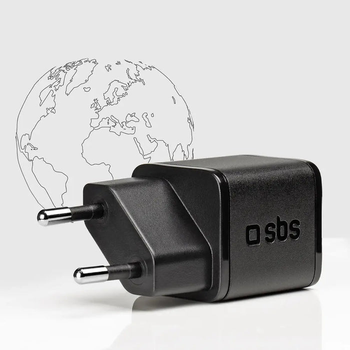 SBS TETRGAN1C20K 20W GaN USB-C Wall Charger with Power Delivery - Black - Cell phone USB
