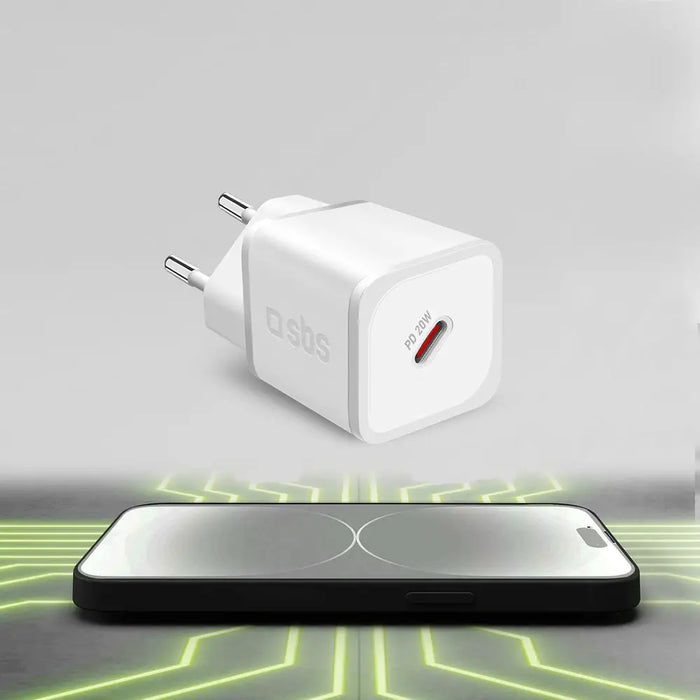 SBS TETRGAN1C20W 20W GaN Wall Charger with Power Delivery - White - Cell phone USB charger<<<HurtelXML&&&Аксесоари за