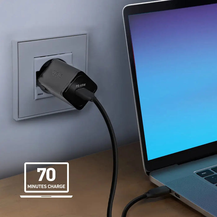 SBS TETRGAN1C45W 45W GaN USB-C Wall Charger with Power Delivery - Black - Cell phone USB charger<<<HurtelXML