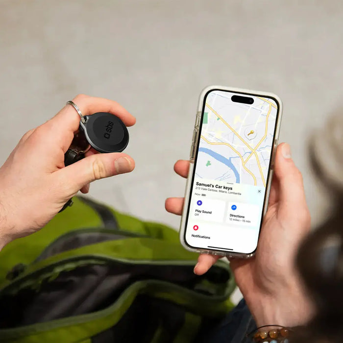 SBS Track My Circle Waterproof IP65 Locator Compatible with Apple Find My - Black - Other cell phone