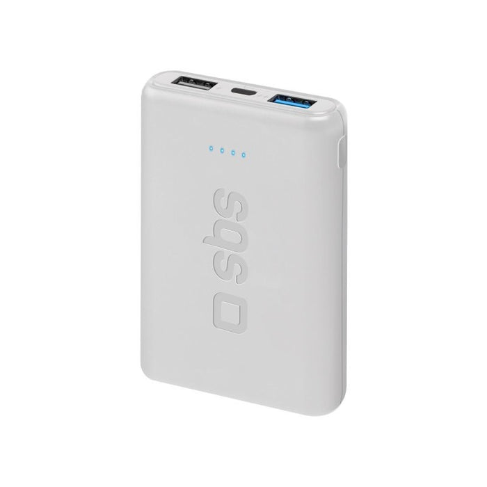 POWER BANK 5000mAh, 2xUSB A SBS - WHITE
