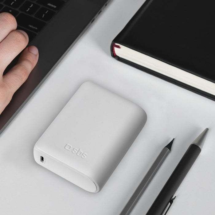 POWER BANK 10,000mAh, 2xUSB-C, 1xUSB A, 10W, SBS - WHITE