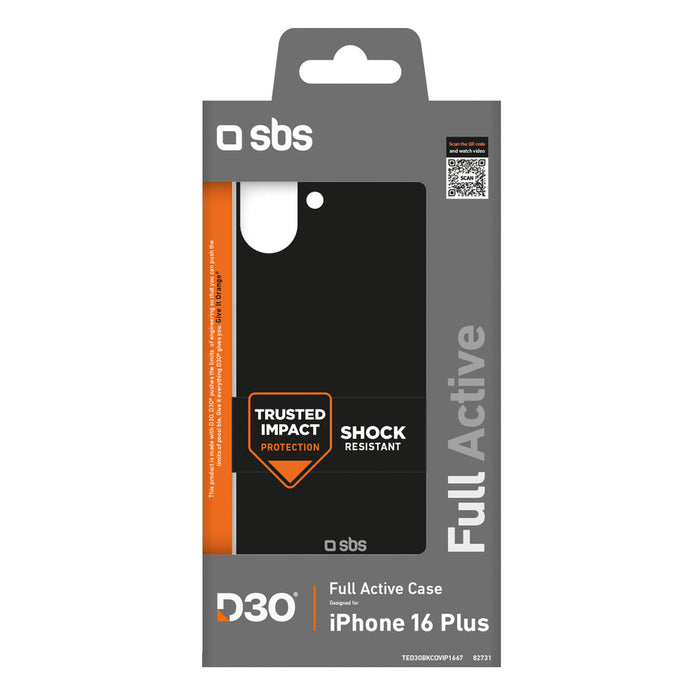 SBS Full Active D3O Case for iPhone 16 Plus - Black