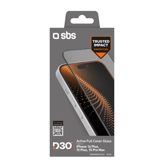 SBS Tempered Glass D3O with frame for iPhone 16 Plus / iPhone 15 Plus