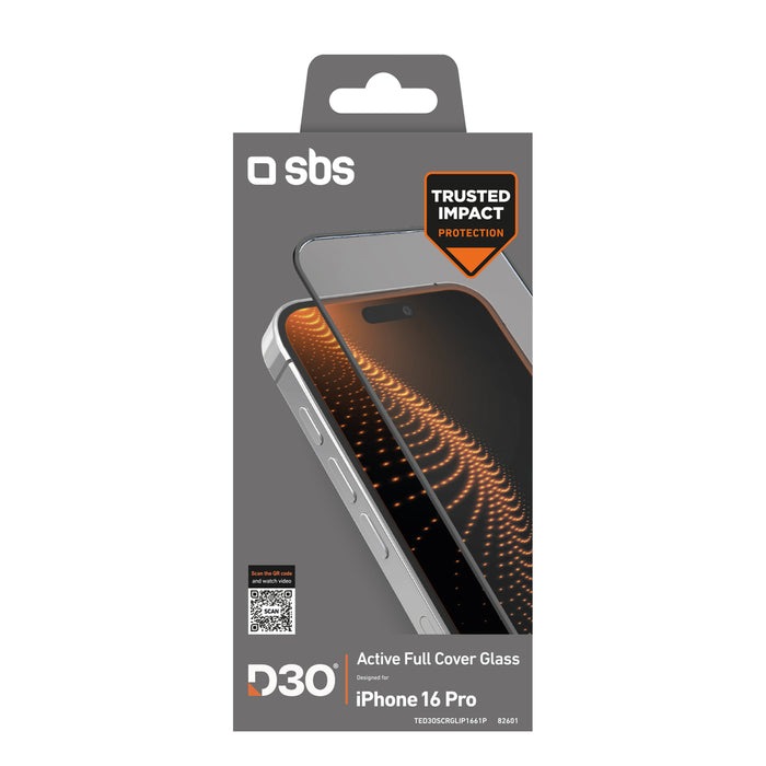 SBS Tempered Glass D3O with frame for iPhone 16 Pro