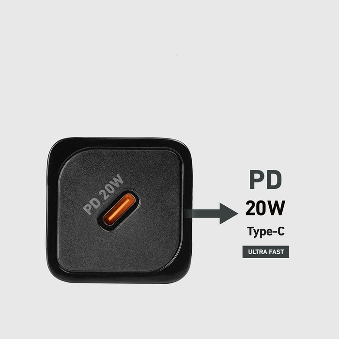 SBS TETRGAN1C20K 20W GaN USB-C Wall Charger with Power Delivery - Black