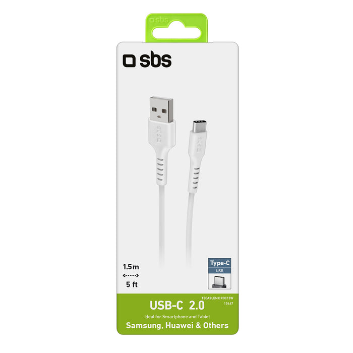 SBS TECABLEMICROC15W USB-A - USB-C Cable 1.5m - White